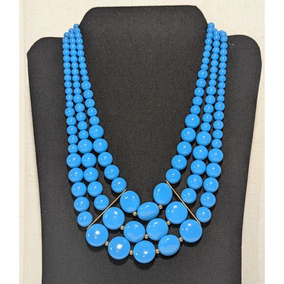 Chunky Statement Multi Strand Turquoise Blue Necklace - Picture 1 of 6